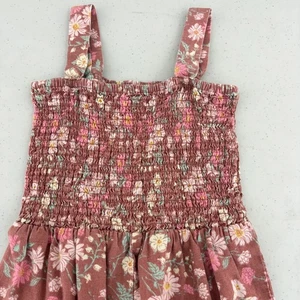 OshKosh B'gosh Floral Jumpsuit Smocked Romper Casual Outfit Girl's Size 6/6X - Picture 1 of 4