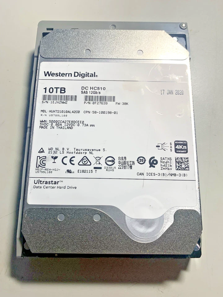 HGST Ultrastar DC HC510 10To 7.2K 256Mo SAS 12Gb/s 3.5" HUH721010AL4204 - Imagen 1 de 4