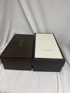Set Of 2 Authentic Gucci Empty Storage Shoe Boxes Brown - Black White With Paper - Picture 1 of 3