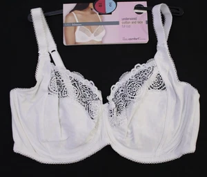 M & S Ladies Cotton & Lace Full Cup Bra Cool Comfort Underwired ~Size 40C ~White - Picture 1 of 4