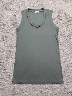 Regata Brunello Cucinelli Top Feminina 2XL Verde Oliva Frisada Decote Redondo Sem Mangas - Imagem 1 de 4