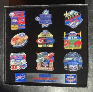 Buffalo Bills 2025-26 Highmark Stadium Farewell Season 9 Game Day Pin Box Set 💎 - Picture 1 of 5