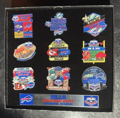 Buffalo Bills 2025-26 Highmark Stadium Farewell Season 9 Game Day Pin Box Set 💎 - Image 1 of 4