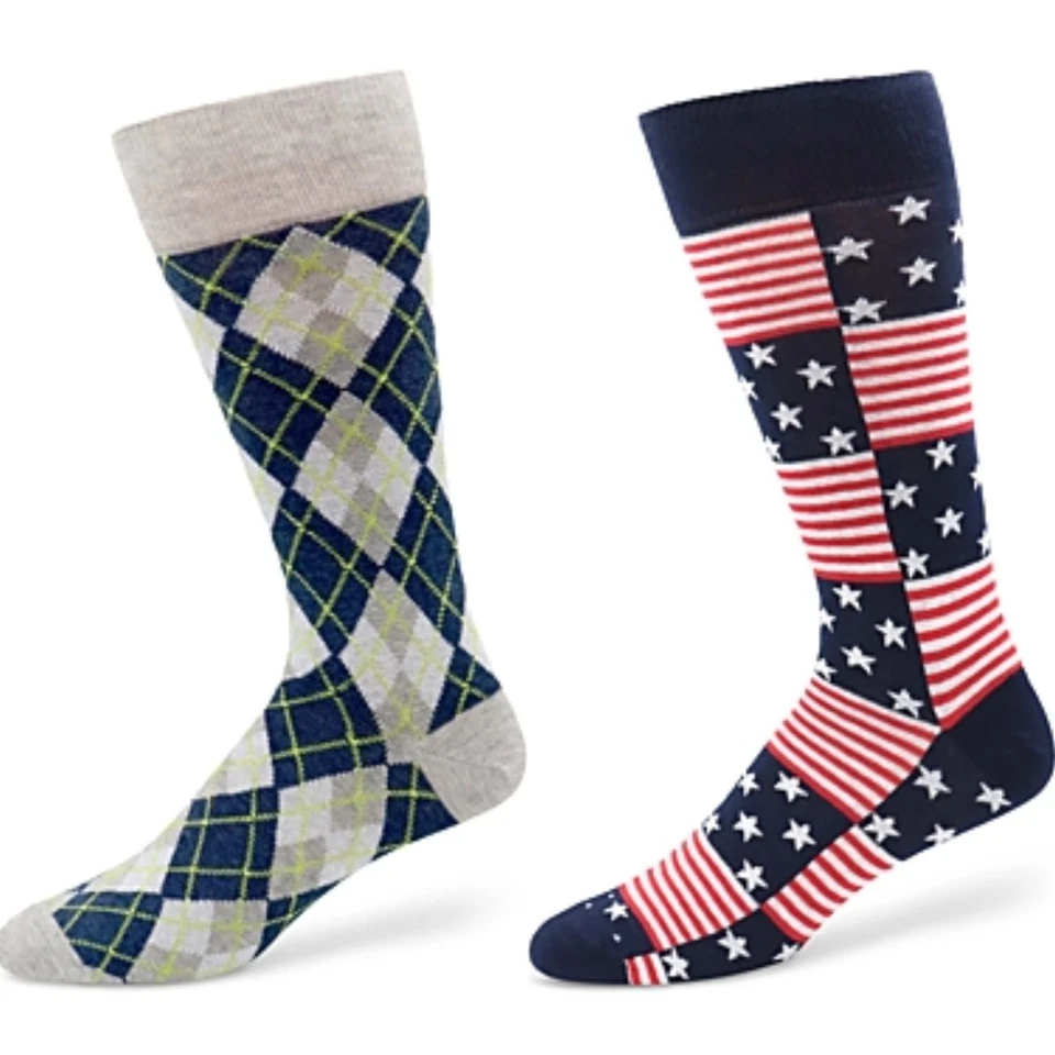 Calcetines The Men's Store at Bloomingdale's Americana Flag & Argyle Crew 10-13 Multi Foto 1 de 4