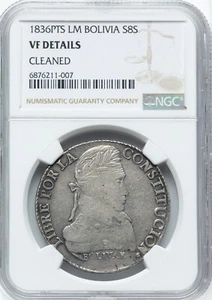 Bolivia - 1836 PTS LM - Republic 8 Reales - NGC VF Details - SCARCE ISSUE - Picture 1 of 2