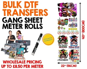 Bulk DTF Gang Sheet Metres Roll Wholesale Custom Heat Transfers Metre Prints UK - Picture 1 of 12