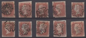 10 x QV 1841 1d Red Imperforates - Used - Ref: 706 - Imagen 1 de 2