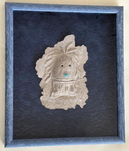 WAYNE BEYALE NAVAJO KÜNSTLER PAPIERGUSS/STEIN "SPRECHENDES YEI" GERAHMT 14,25" X12,25" - Bild 1 von 6