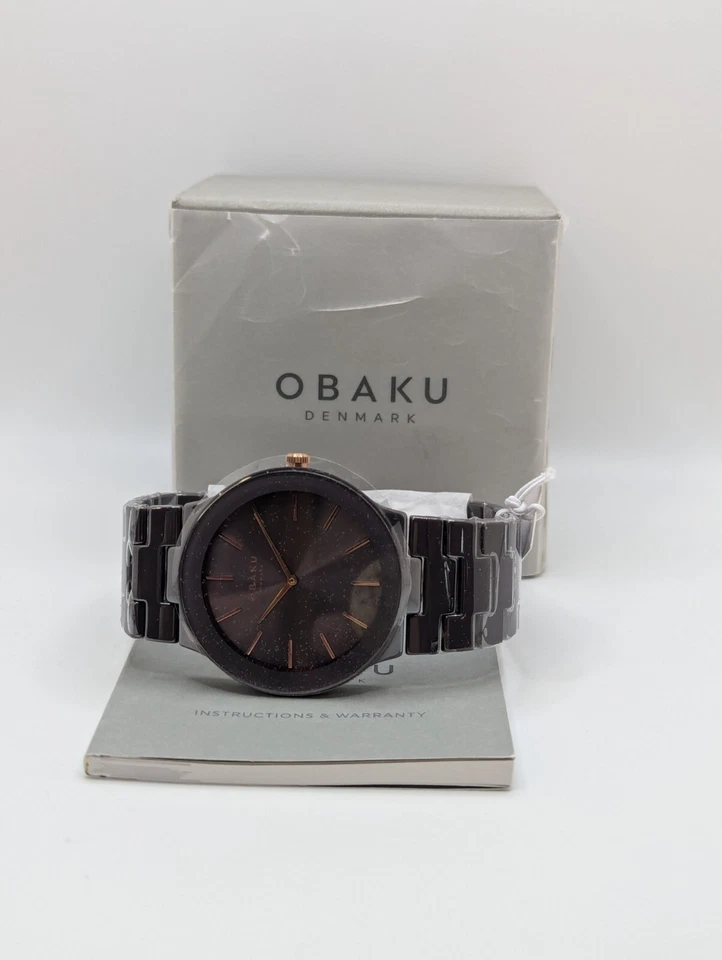 Obaku Denmark Mens Graphite Analog Quartz Casual Wristwatch V281GXJJCJ