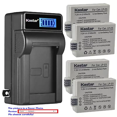 Kastar Battery LCD Wall Charger for Canon LP-E5 LC-E5 Canon EOS Rebel T1i Camera