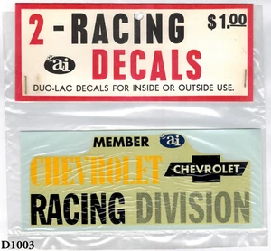 Chevrolet Racing Division Water Slide Decal Pack Vintage 60's 2pc Original Pack - Picture 1 of 4