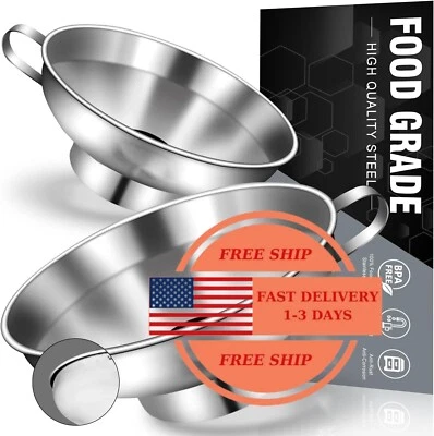 Embudo de boca ancha de acero inoxidable con asa para frascos de vidrio anchos - Imagem 1 de 4