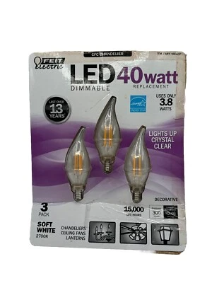 Feit Electric Chandelier Bulbs - Clear 3.8 Watts (Replaces 40W) (3-Pack) - Image 1 of 2