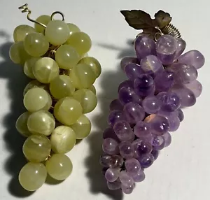 Vintage Decorative Grape Cluster Amethyst & Yellow Onyx Wire Accents - Picture 1 of 9