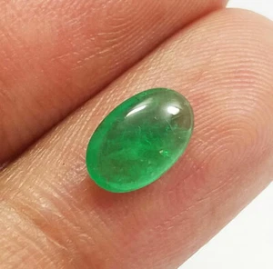 1.31 Ct Natural Beautiful Green Emerald Cabochon Oval Zambian Top Quality Gems - Picture 1 of 11