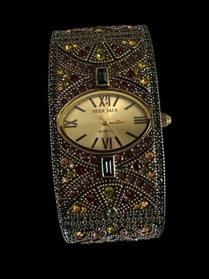Reloj Brazalete Heidi Daus Art Deco Vintage Multi-Cristal Bisagras 7" Colores Arco Iris Foto 1 de 4