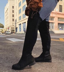 New Women's Stretchy Over The Knee High OTK Riding Motorcycle Boots Round Toe  - Picture 1 of 7