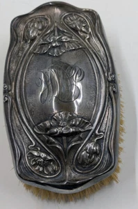 Antique Poppy Sterling Silver Repousse Art Nouveau Clothing Garment Brush 925 - Picture 1 of 10