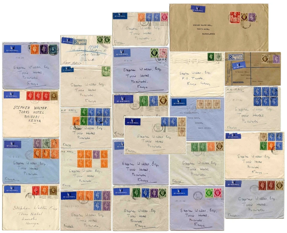 GB 1938-49 CUBIERTAS para KENIA KG5+6o BONITAS FRANCOS Mixtas etc.. WALTER TORRS HOTEL Foto 1 de 1