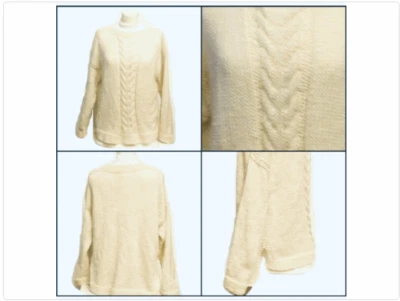 Oversized Sweater Front Cables Long Sleeved Knitting Printed Pattern - Image 1 of 4