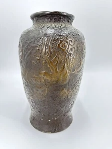 Antique JAPANESE VASE TOKANABE Pottery Hand Painted Dragon - Picture 1 of 11
