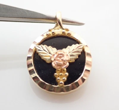 Collar Colgante 10k Sólido Landstrom's Black Hills Multicolor Oro Ónix Rosa Foto 1 de 4