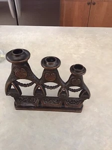 Mid Century Cast Iron Copper Plated Candelabra Candle Holder MAKE OFFER! - Picture 1 of 2
