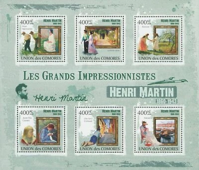 Painting, Art, Impressionism, Henry Martin, Souvenir Sheet of 6 stamps MNH - Image 1 of 2
