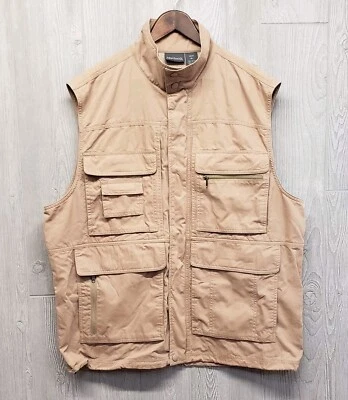 Magellans Travel Gear Vest Mens XL Khaki Full Zip Pockets Outdoor Hiking Fishing - Image 1 of 4