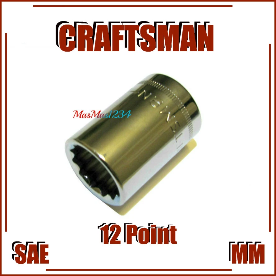 CRAFTSMAN 1/2" Drive Socket Shallow 12 Point - SAE Inch Metric MM - Any Size NEW - Image 1 of 1