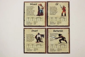 Satz 4 Charakterkarten Original HeroQuest Teile 1989 1990 Ersatzteile - Bild 1 von 1