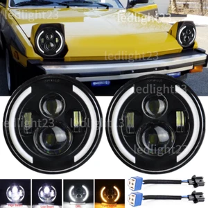 Pair Fit Bertone X 1/9 1984-1989 7" Projector Headlights Round w/ H4 Light Bulbs - Picture 1 of 12