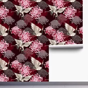 Crane & Floral Bedroom Decor Paper Peel Stick Wallpaper Self-Adhesive 3m - Picture 1 of 7