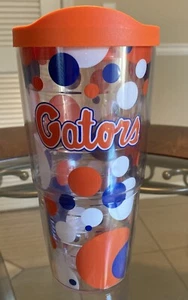 University Of Florida Gators Orange White Blue insulated Polka Dot Tumbler 24oz - Picture 1 of 8