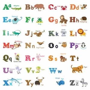 DECOWALL DAT-1308L Alphabet ABC and Animals Kids Wall Decals Wall Stickers USED - Picture 1 of 8
