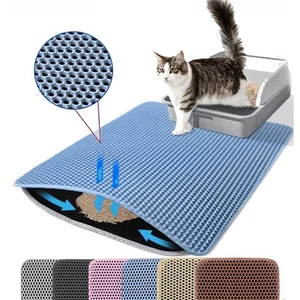 Cat Litter Mat, 30x22 Inches Extra Large Honeycomb Double Layer Cat Litter Tr... - Picture 1 of 7