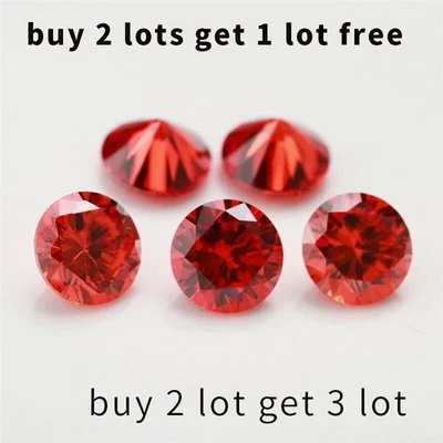 5Pcs Lot  AAAAA Orange Red 6MM 1.46CT Round  Cut Shape Zircon  VVS Loose Gems - Image 1 of 4