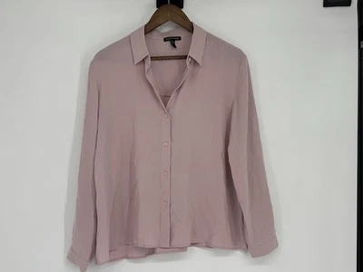 Camisa Eileen Fisher Seda Georgette Crepe Top S Rosa Púrpura Cuello Botones Foto 1 de 4