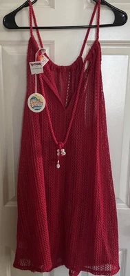 C&C California Rojo Tejido Natación Cubrir Sin Mangas Playa Piscina Verano Nuevo con Etiquetas Foto 1 de 3