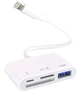 SD Card Reader for iPhone iPad, 4 in 1 Micro SD/SD Card Reader to iPhone Adapter - Picture 1 of 7