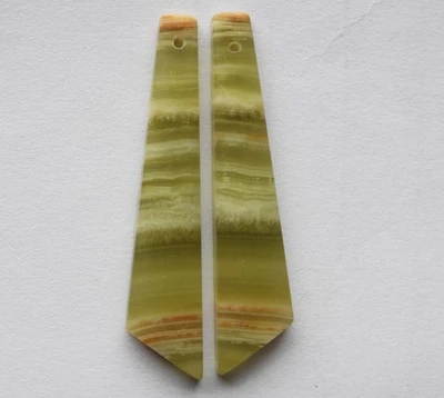 32.10 Ct Natural Banded Calcite (45mm X 10mm each) Drilled Cabochon Loose Pair - Image 1 of 3