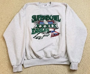 Vintage Y2K Philadelphia Eagles Patroits Super Bowl XXXIX 2005 NFL Sweatshirt XL - Picture 1 of 7