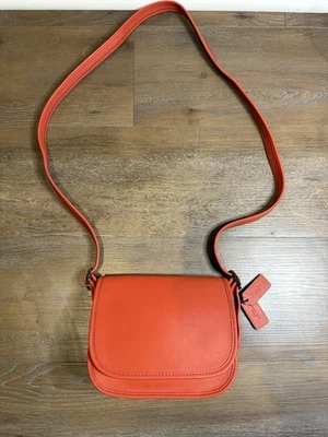 Bolso de sillín COACH 18 en cuero curtido de lujo de diseñador naranja usado en excelente estado 57731 Foto 1 de 4