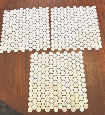 3 Mother of Pearl Real Sea Shell Mosaic Tile 12"x12" Sheet 1" Round Tiles - Image 1 of 4
