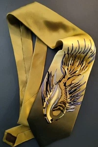 VTG J. GARCIA Men's Silk Tie Little Fish Collection Twenty two Gold Color - Picture 1 of 6