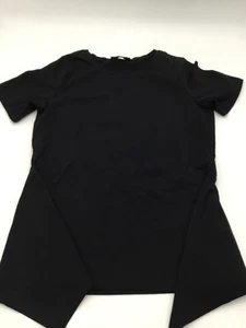 DG2 by Diane Gilman Short Sleeves Asymmetric Combo Top Black Small - Picture 1 of 2