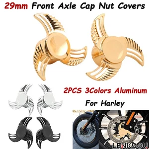 Aluminum Spinning Axle Caps Nut Cover With Bearing For Harley Sportster Touring - Picture 1 of 14