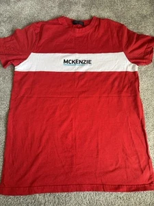 McKenzie Men’s Red & White Colourblock T-Shirt - Size M - Picture 1 of 3