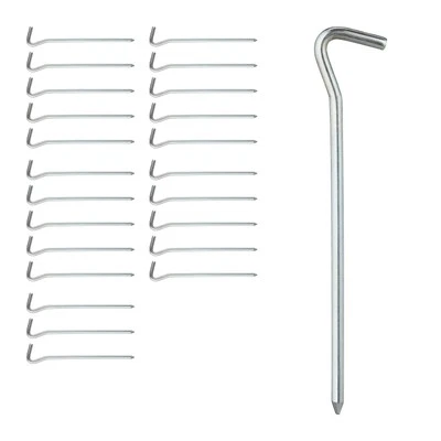 Set da 24 picchetti arrotondati Paletti per tende 18 cm Argento Zincato - Immagine 1 di 4