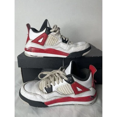 Nike Boys Air Jordan 4 BQ7669-161 White Basketball Shoes Sneakers Sz1.5Y, No Box - Image 1 of 4